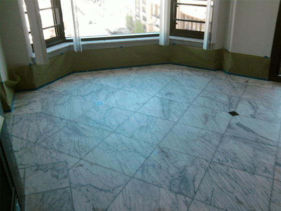 This marble floor had become dull and damaged.